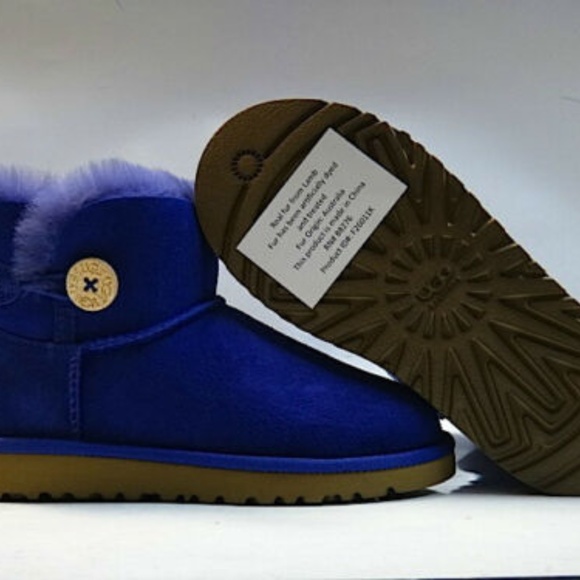 UGG Australia Mini Bailey Button Boots Blue Sz
